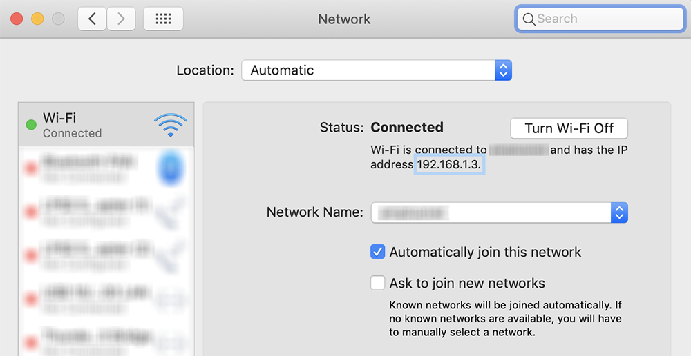 What is my IP address - Private IP - MacOS Preferences Network