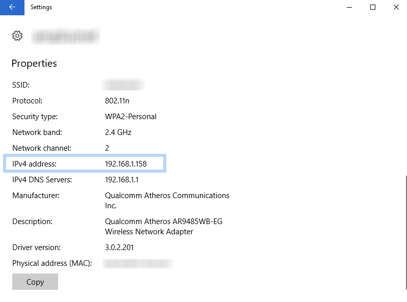 What is my IP address - Private IP - Windows Network and Internet Settings